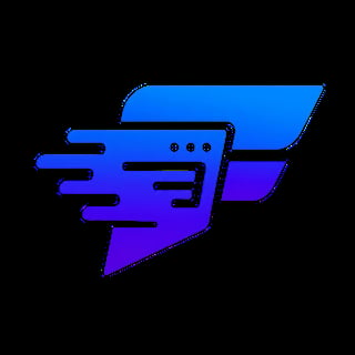 Abstract gradient logo with blue and purple arrow or lightning bolt shape on black background